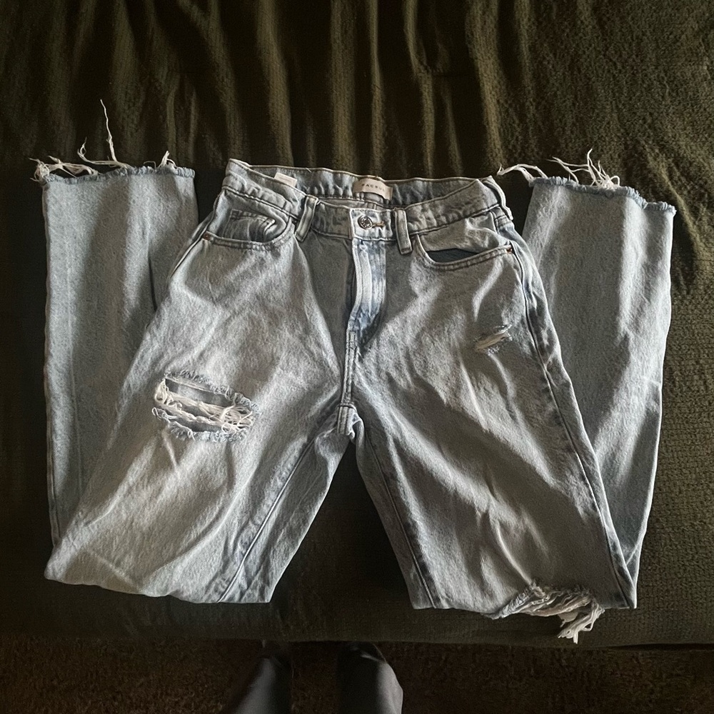 PacSun Light Blue Distressed Women's Straight Leg Jeans